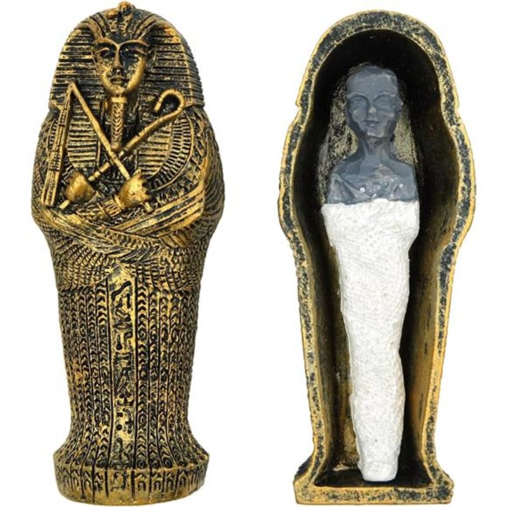 Egyptian Mummy Figurine Home Decor Collectible Bronze Vintage Style